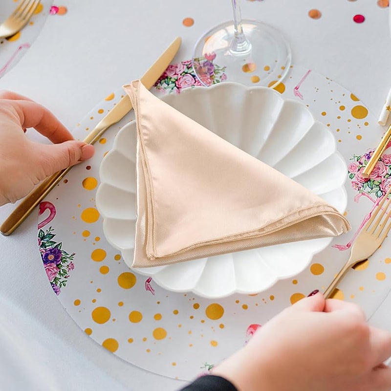 مناديل مائدة ساتان قابلة للغسل 8 قطع ألوان ناعمة أنيقة كما هو موضح للحفلات المناسبات المطاعم الولائم - Image 3